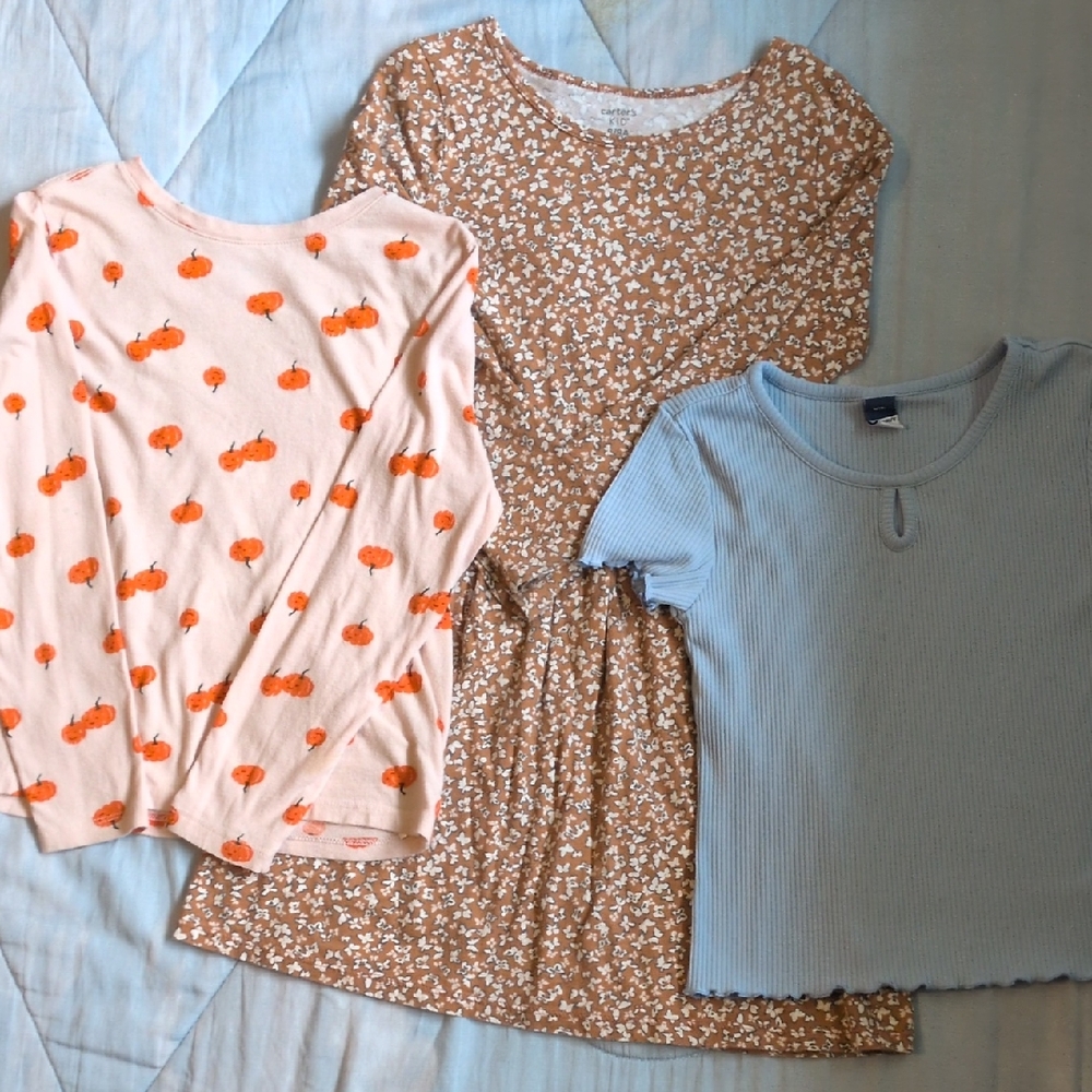 OLD NAVY Pink Pumpkin Print Long Sleeve Top - Girls OLD NAVY Light blue Tee